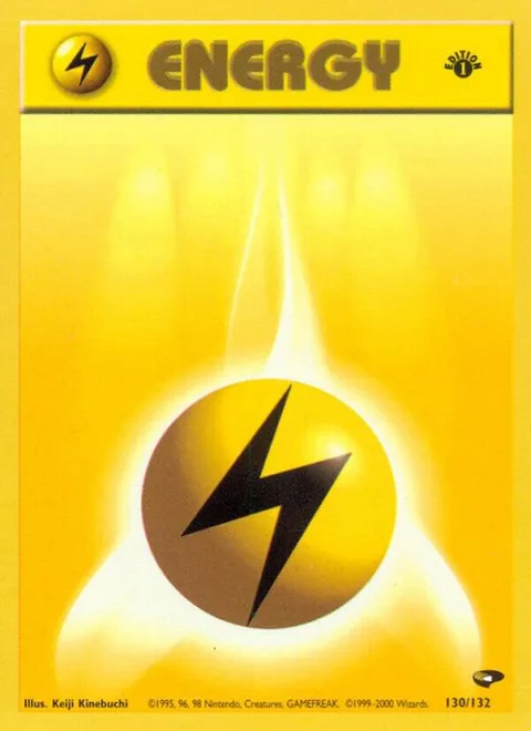 Lightning Energy #130/132 1st Edition Pokémon card from Gym Challenge