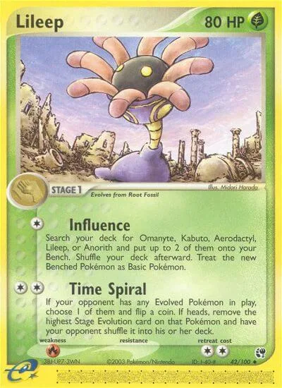 Lileep #42/100 Pokémon card from EX Sandstorm