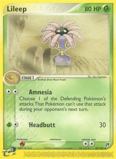 Lileep #43/100 Reverse Holofoil Pokémon card from EX Sandstorm