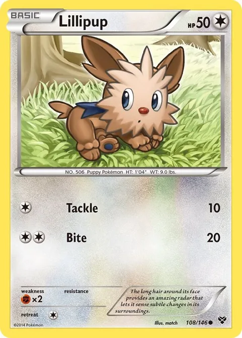 Lillipup #108/146 Pokémon card from XY Base Set