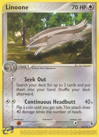 Linoone #38/109 Pokémon card from EX Ruby and Sapphire