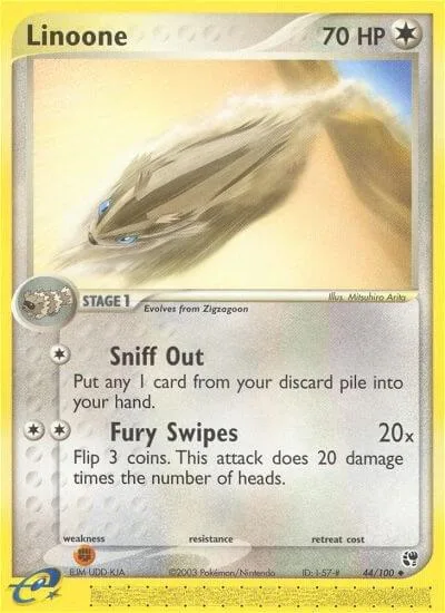 Linoone #44/100 Pokémon card from EX Sandstorm
