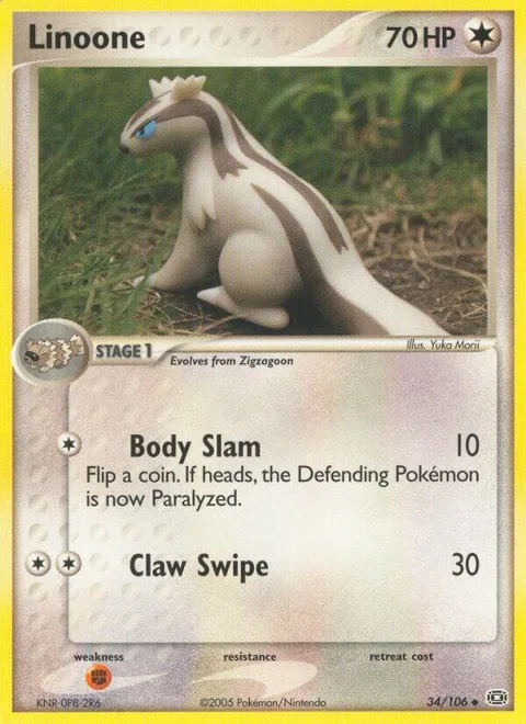 Linoone #34/106 Pokémon card from EX Emerald