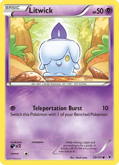 Litwick 58 #58/101 Reverse Holofoil Pokémon card from Noble Victories