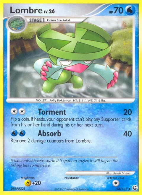 Lombre #54/132 Pokémon card from Secret Wonders