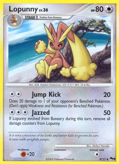 Lopunny #009/017 Holofoil Pokémon card from POP Series 9
