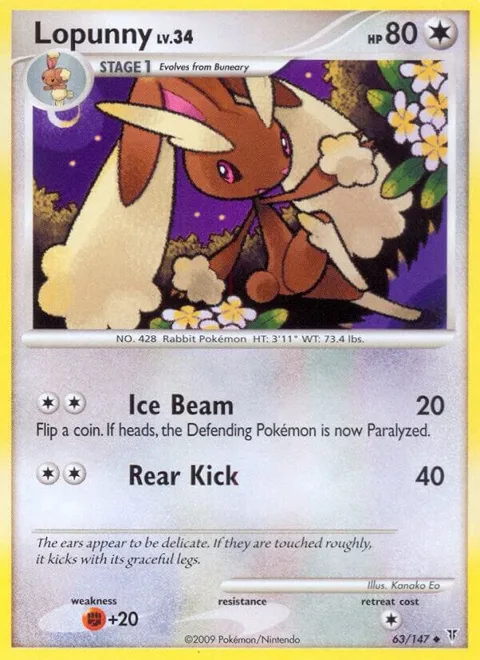 Lopunny #63 Reverse Holofoil Pokémon card from Supreme Victors