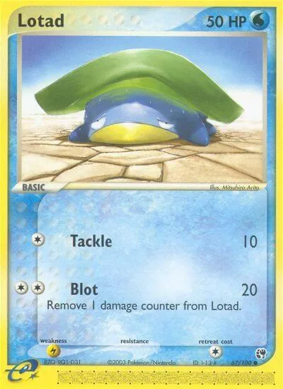 Lotad #67/100 Reverse Holofoil Pokémon card from EX Sandstorm
