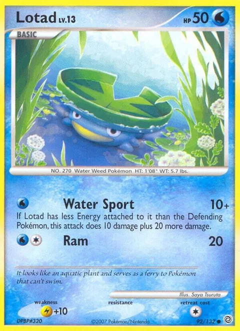 Lotad #92/132 Reverse Holofoil Pokémon card from Secret Wonders