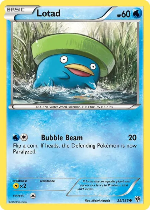 Lotad #29/135 Pokémon card from Plasma Storm