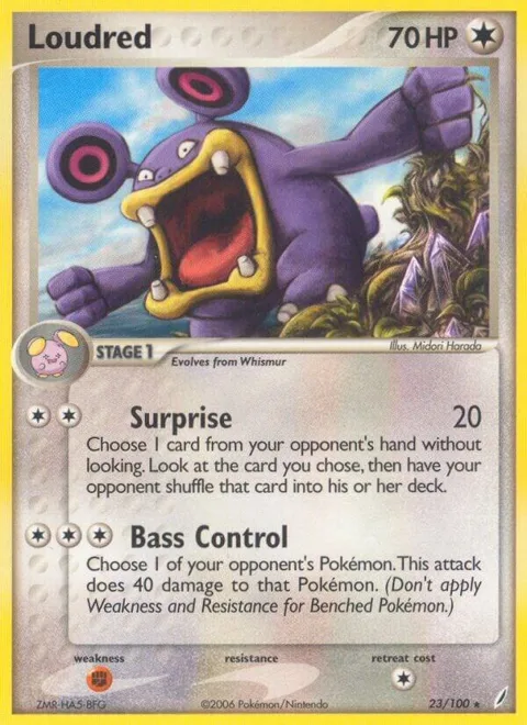 Loudred #23/100 Reverse Holofoil Pokémon card from EX Crystal Guardians