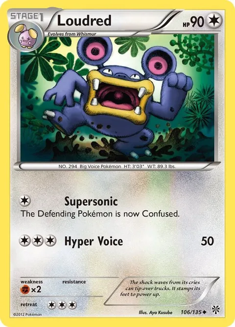 Loudred #106/135 Pokémon card from Plasma Storm