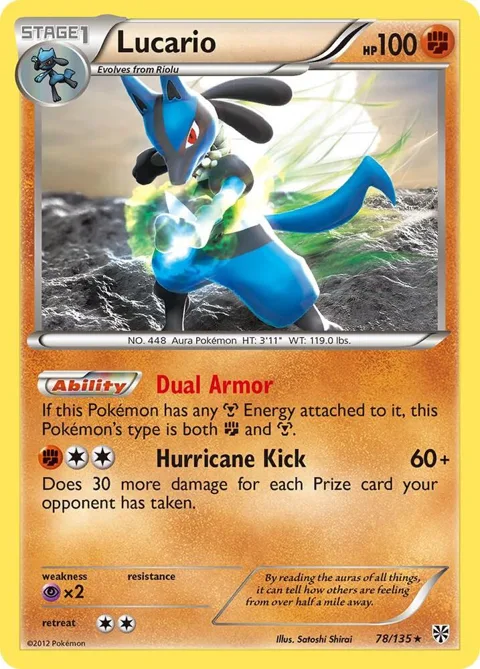 Lucario 78 #78/135 Holofoil Pokémon card from Plasma Storm