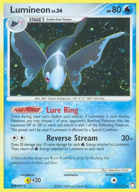 Lumineon #11/123 Holofoil Pokémon card from Mysterious Treasures
