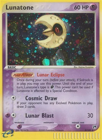 Lunatone #8/100 Reverse Holofoil Pokémon card from EX Sandstorm