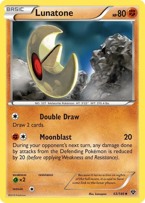 Lunatone #63/146 Reverse Holofoil Pokémon card from XY Base Set