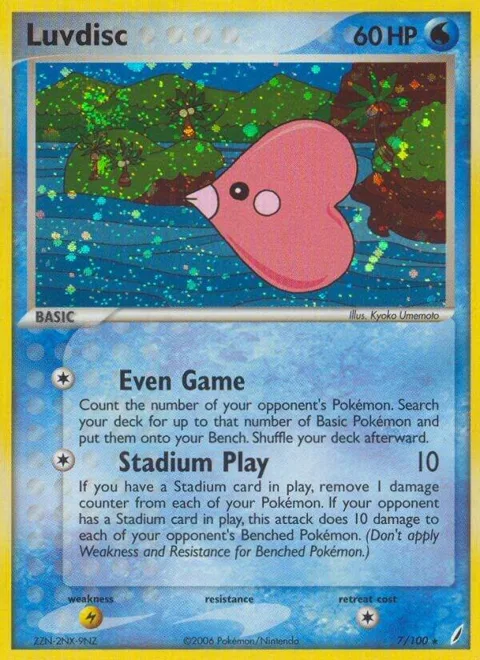 Luvdisc #7/100 Holofoil Pokémon card from EX Crystal Guardians