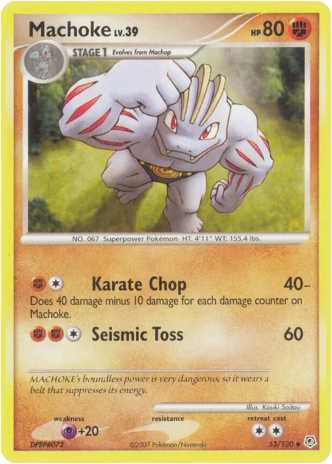 Machoke #53/130 Reverse Holofoil Pokémon card from Diamond and Pearl