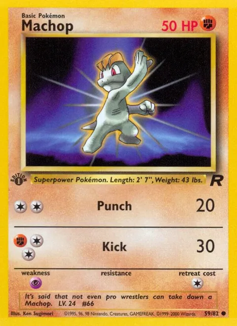 Machop #59/82 1st Edition Pokémon card from Team Rocket