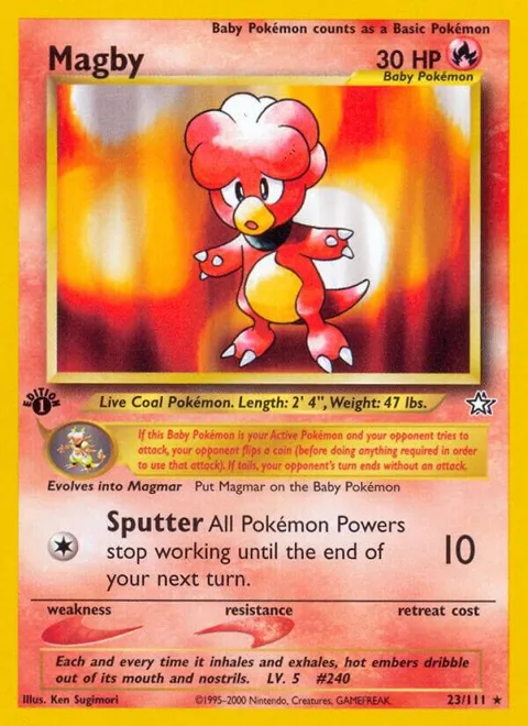 Magby #023/111 1st Edition Pokémon card from Neo Genesis