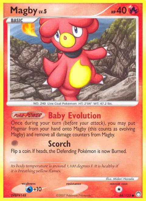 Magby #88/123 Pokémon card from Mysterious Treasures