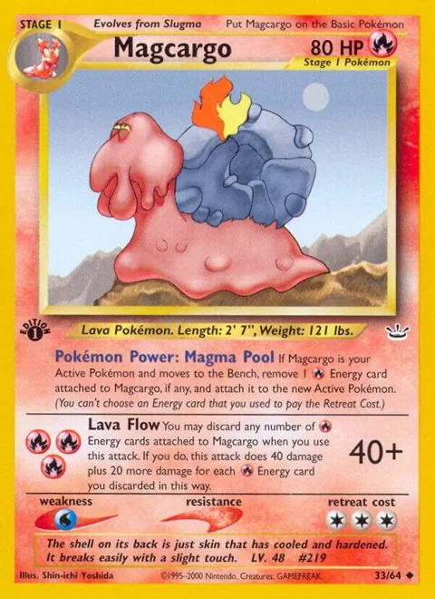 Magcargo #33/64 Unlimited Pokémon card from Neo Revelation
