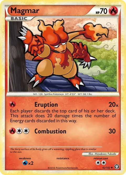 Magmar #42/102 Reverse Holofoil Pokémon card from Triumphant