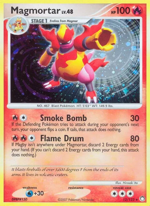 Magmortar #12/123 Holofoil Pokémon card from Mysterious Treasures