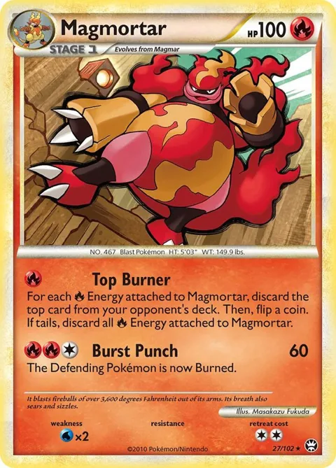 Magmortar #27/102 Reverse Holofoil Pokémon card from Triumphant