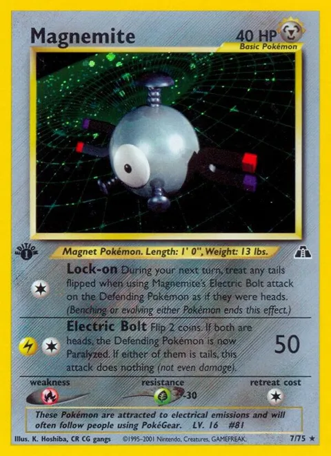 Magnemite 7 #07/75 Unlimited Holofoil Pokémon card from Neo Discovery