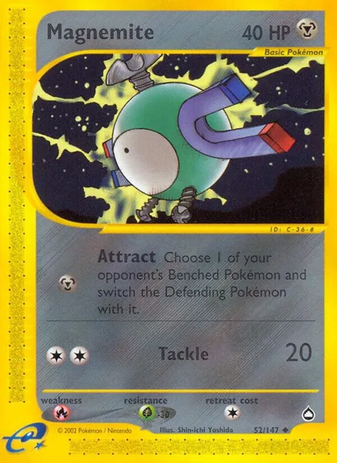 Magnemite 52 #052/147 Reverse Holofoil Pokémon card from Aquapolis