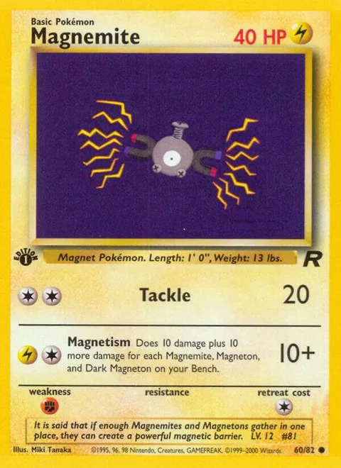 Magnemite #60/82 Unlimited Pokémon card from Team Rocket