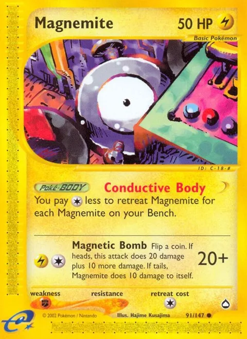 Magnemite 91 #091/147 Reverse Holofoil Pokémon card from Aquapolis