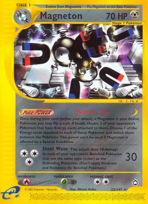 Magneton #022/147 Reverse Holofoil Pokémon card from Aquapolis