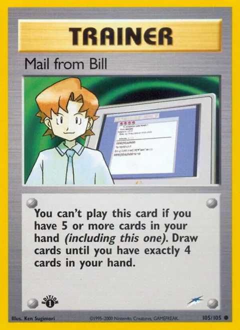 Mail from Bill #105/105 1st Edition Pokémon card from Neo Destiny