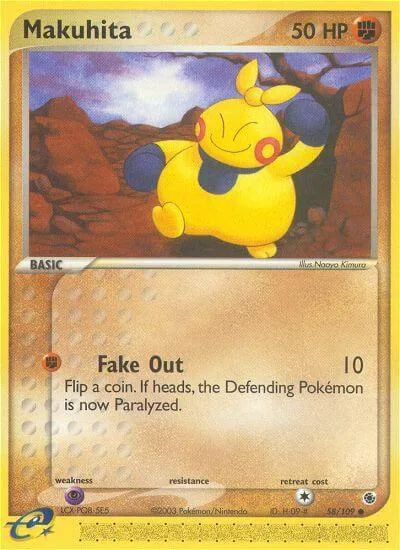 Makuhita #58/109 Pokémon card from EX Ruby and Sapphire