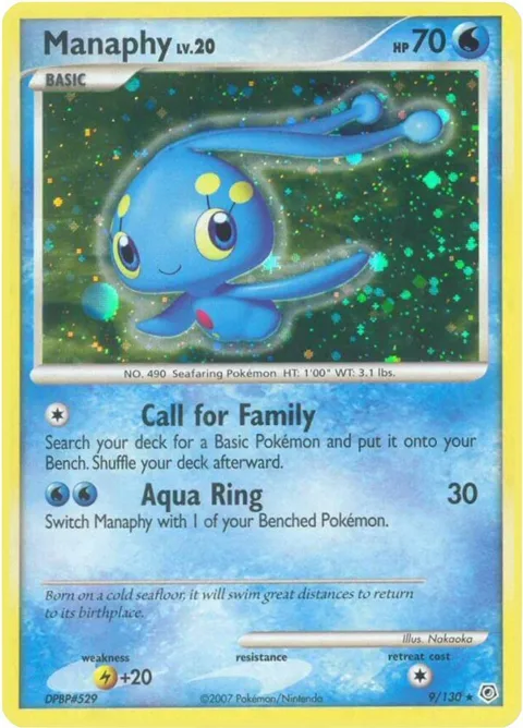Manaphy #9/130 Reverse Holofoil Pokémon card from Diamond and Pearl