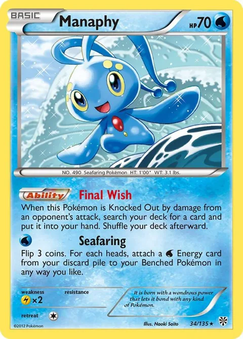 Manaphy #34/135 Holofoil Pokémon card from Plasma Storm