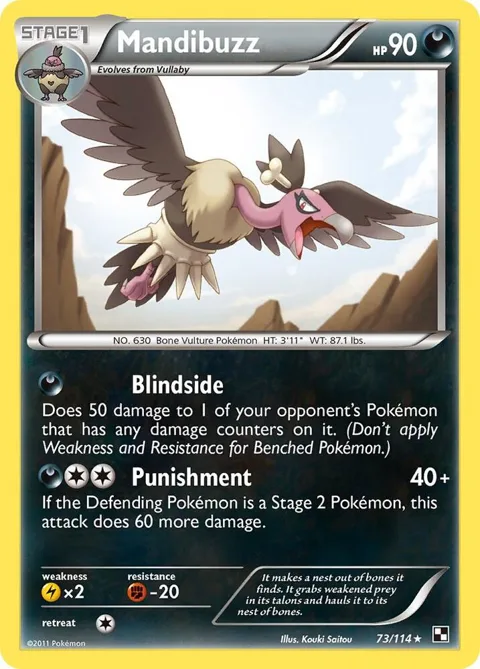 Mandibuzz #73/114 Pokémon card from Black and White