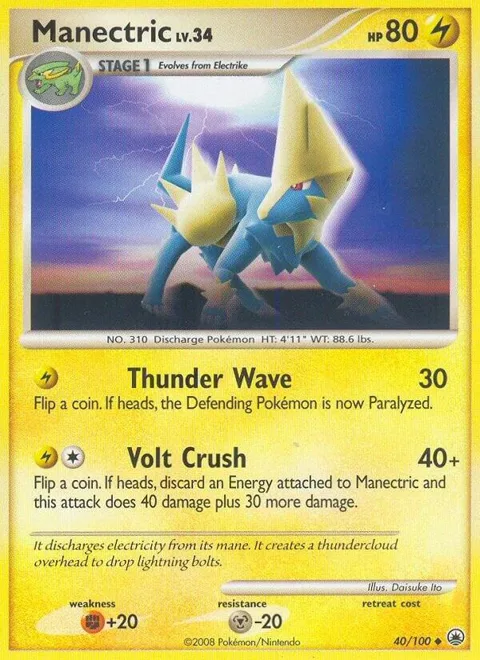 Manectric #40/100 Reverse Holofoil Pokémon card from Majestic Dawn