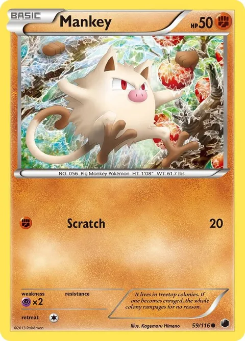 Mankey #59/116 Pokémon card from Plasma Freeze