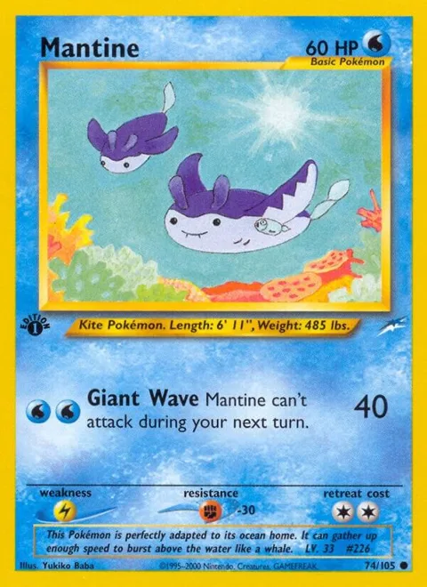 Mantine #074/105 Unlimited Pokémon card from Neo Destiny