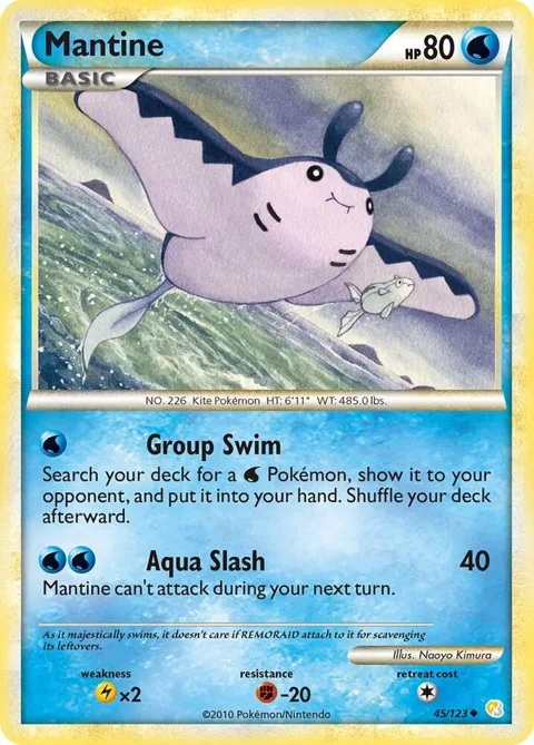 Mantine #45/123 Pokémon card from HeartGold SoulSilver