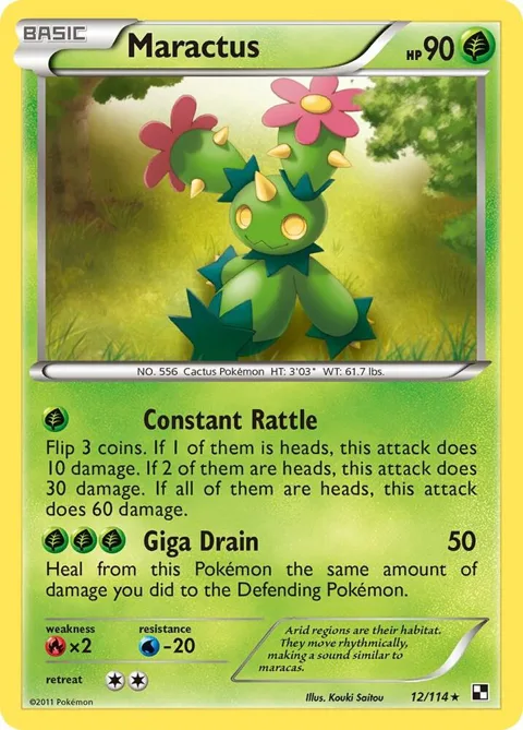 Maractus 12 #12/114 Reverse Holofoil Pokémon card from Black and White