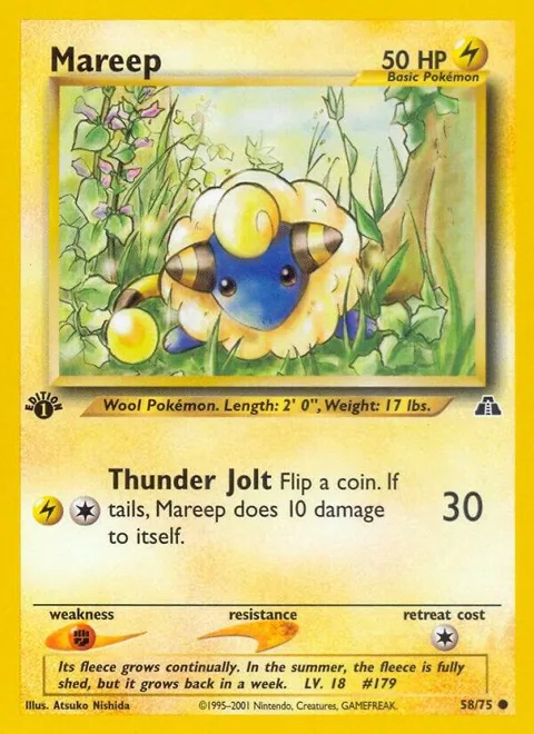 Mareep #58/75 Unlimited Pokémon card from Neo Discovery