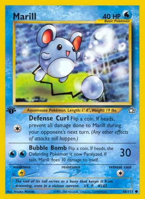 Marill #066/111 1st Edition Pokémon card from Neo Genesis