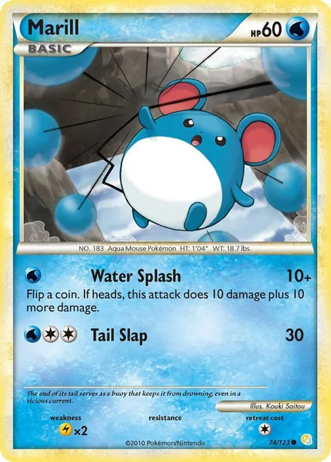 Marill #74/123 Pokémon card from HeartGold SoulSilver