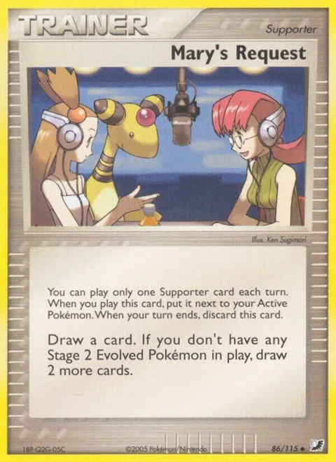 Mary's Request #86/115 Reverse Holofoil Pokémon card from EX Unseen Forces