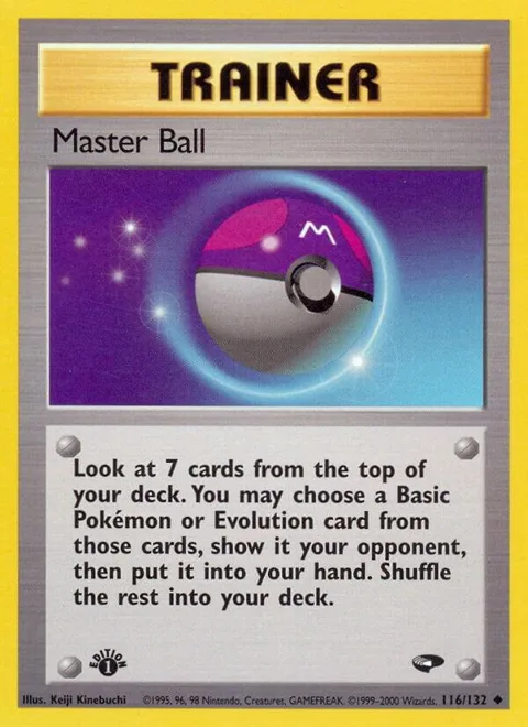 Master Ball #116/132 Unlimited Pokémon card from Gym Challenge