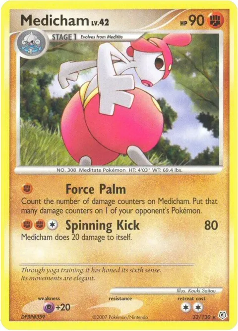 Medicham #32/130 Pokémon card from Diamond and Pearl